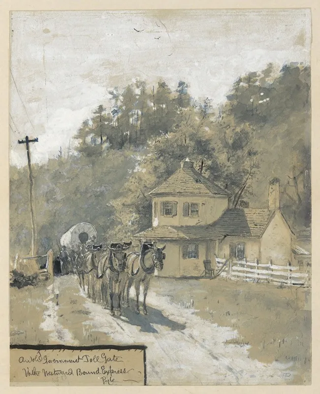 An Old Government Toll Gate With Westward Bound Express