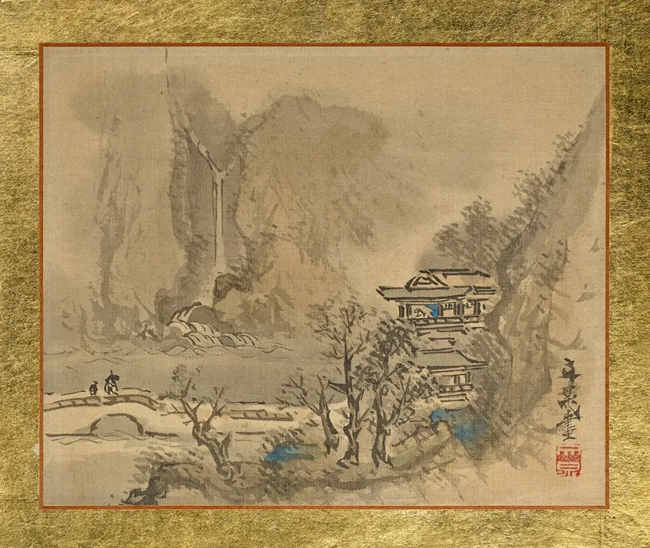 An Old Man And An Attendant Heading To A Two Story Mansion At The Shore