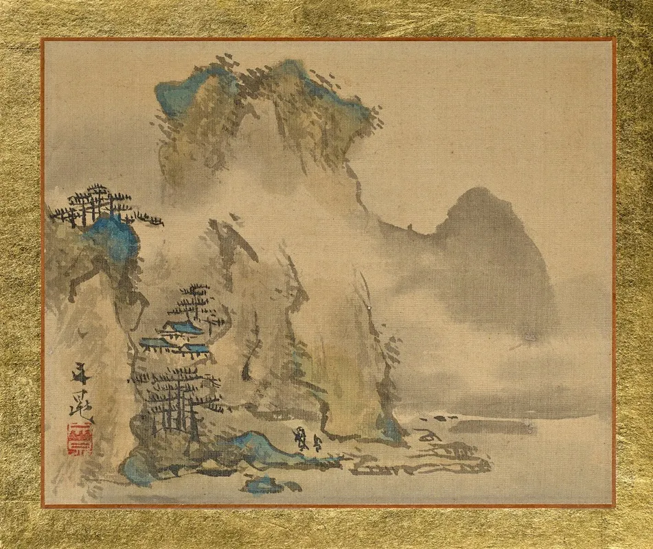 An Old Man And His Attendant Heading Towards A House On A Hill