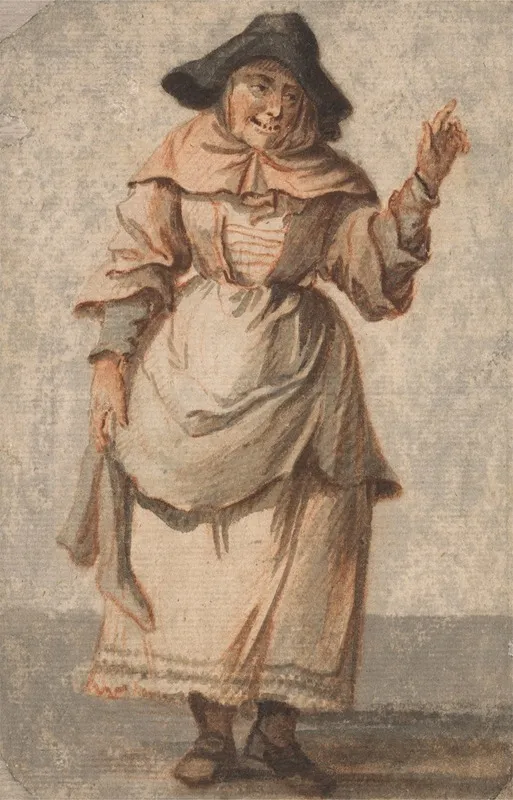 An Old Market Woman Grinning And Gesturing With Her Left Hand