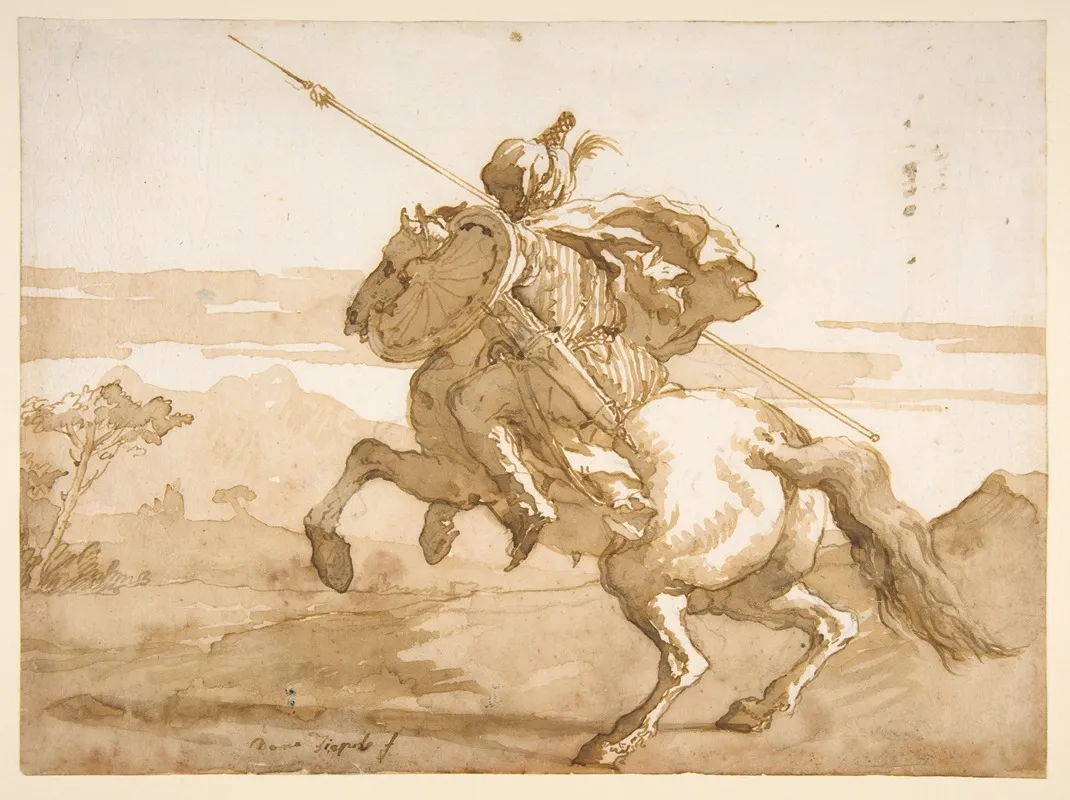 An Oriental Horseman Wall Art by Giovanni Domenico Tiepolo - High-Resolution Digital Print