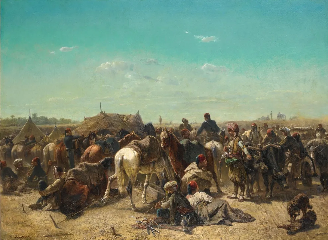 An Ottoman Encampment Wall Art by Adolf Schreyer - High-Resolution Digital Print
