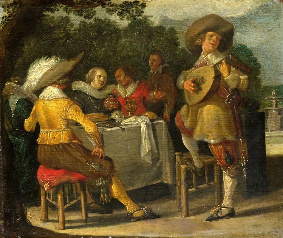 An Outdoor Party Wall Art by Dirck Hals - High-Resolution Digital Print