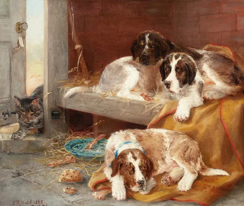 An Unexpected Visitor Wall Art by Edwin Frederick Holt - High-Resolution Digital Print