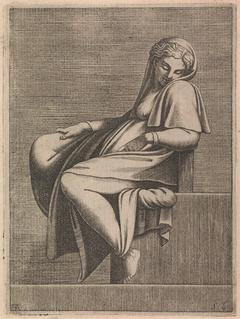 Ancestor Of Christ From Abiah Lunette Left Figure 2 Wall Art by Adamo Scultori - High-Resolution Digital Print