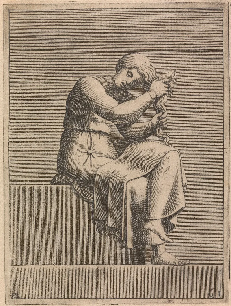 Ancestor Of Christ From Aminadab Lunette Right Figure Wall Art by Adamo Scultori - High-Resolution Digital Print