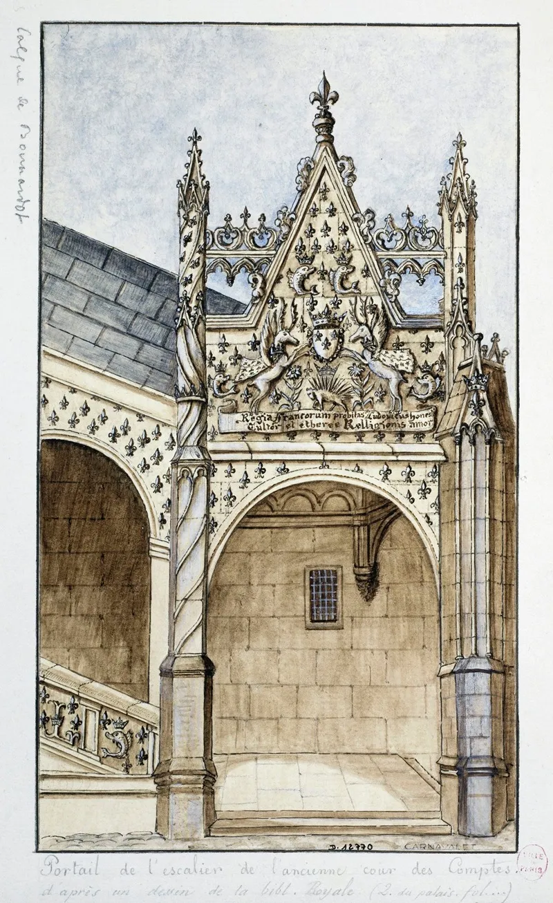 Ancienne Cour Des Comptes Portail De Lescalier Wall Art by Alfred Bonnardot - High-Resolution Digital Print