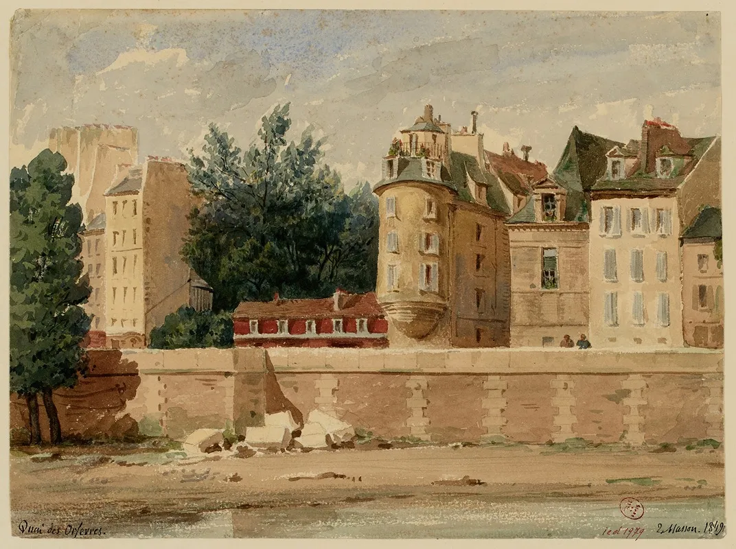 Ancienne Prefecture De Police En 1849 Wall Art by Louis-Martial-Théodat Masson - High-Resolution Digital Print