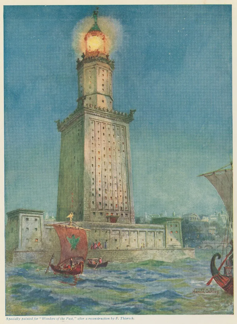 Ancient Beacon Of The Mediterranean The Pharos Of Alexandria Wall Art by Harold Oakley - High-Resolution Digital Print