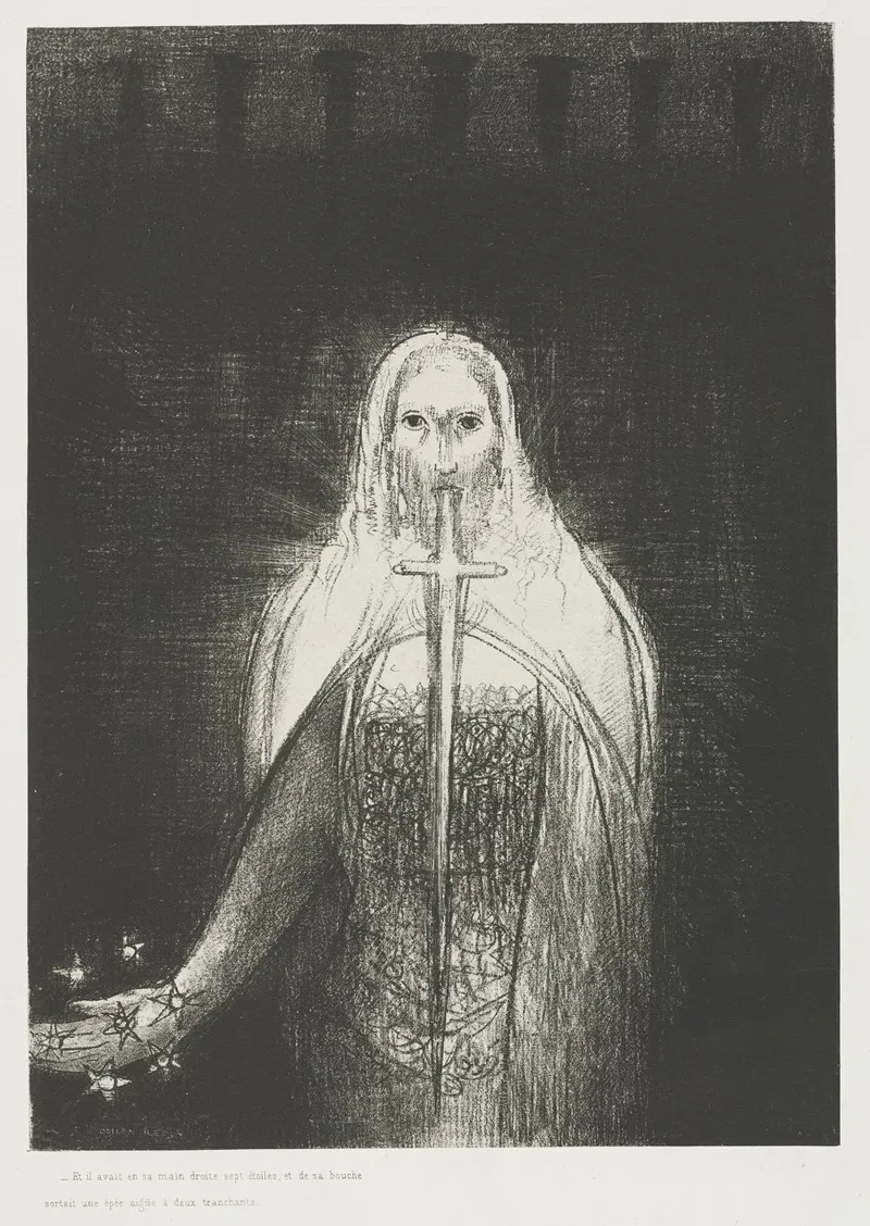 And He Had In His Right Hand Seven Stars And Out Of His Mouth Went A Sharp Two Edged Sword Wall Art by Odilon Redon - High-Resolution Digital Print