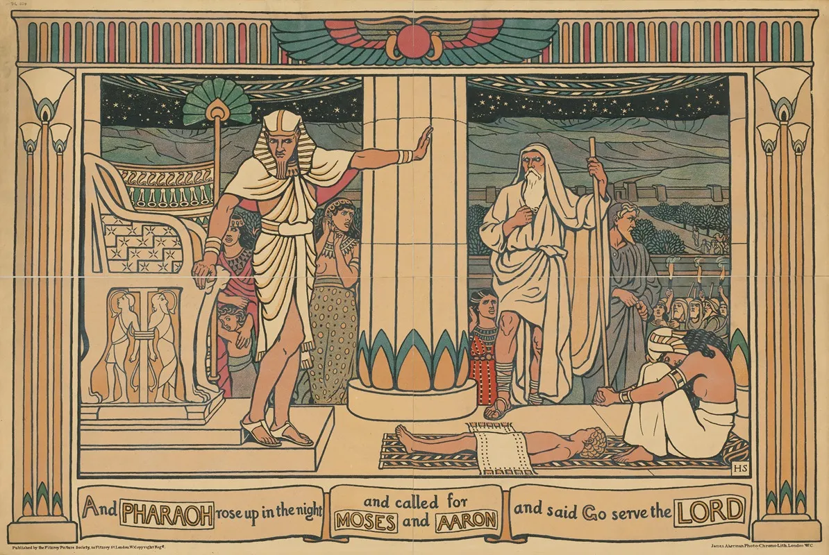 And Pharao Rose Up In The Night And Called For Moses And Aaron And Said Go Serve The Lord Wall Art by George Heywood Maunoir Sumner - High-Resolution Digital Print