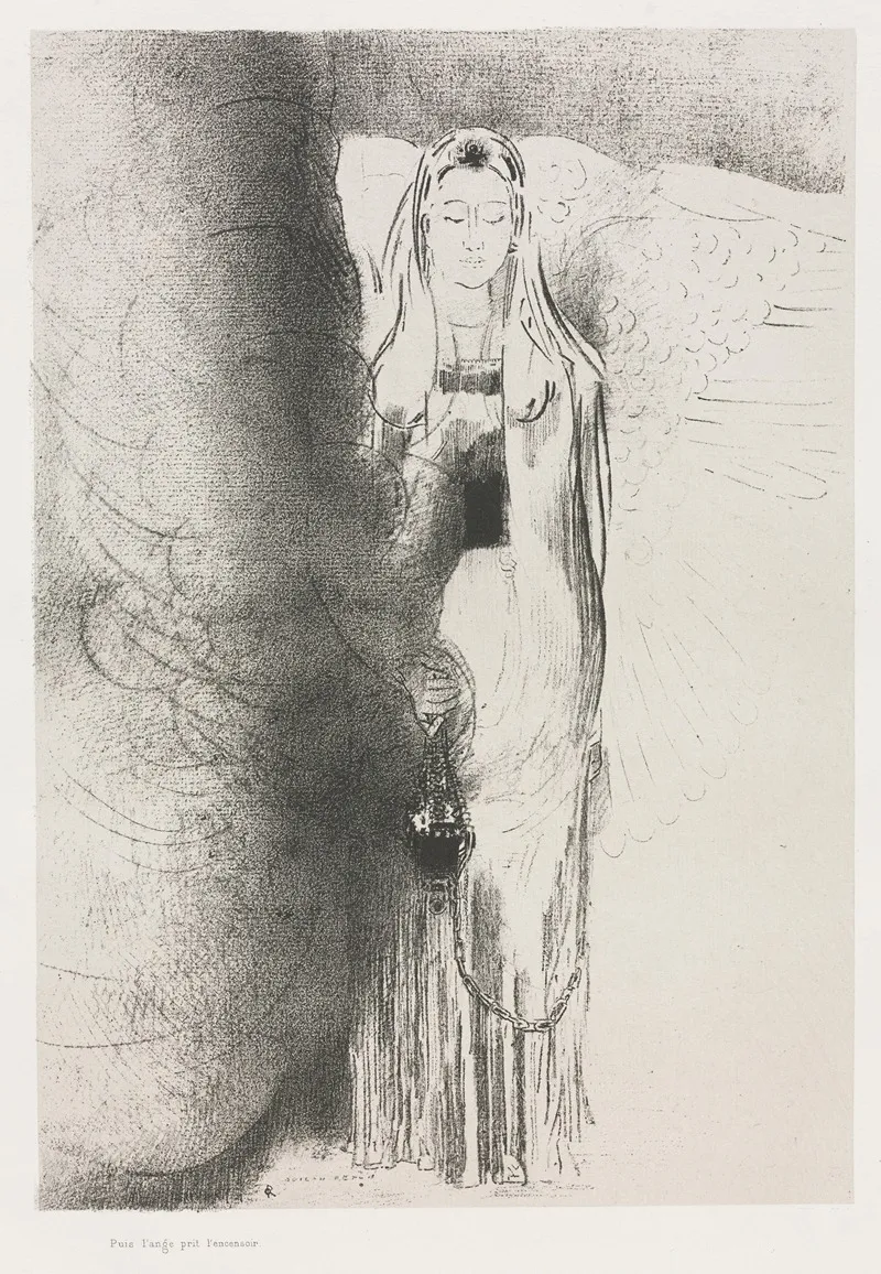 And The Angel Took The Censer Wall Art by Odilon Redon - High-Resolution Digital Print