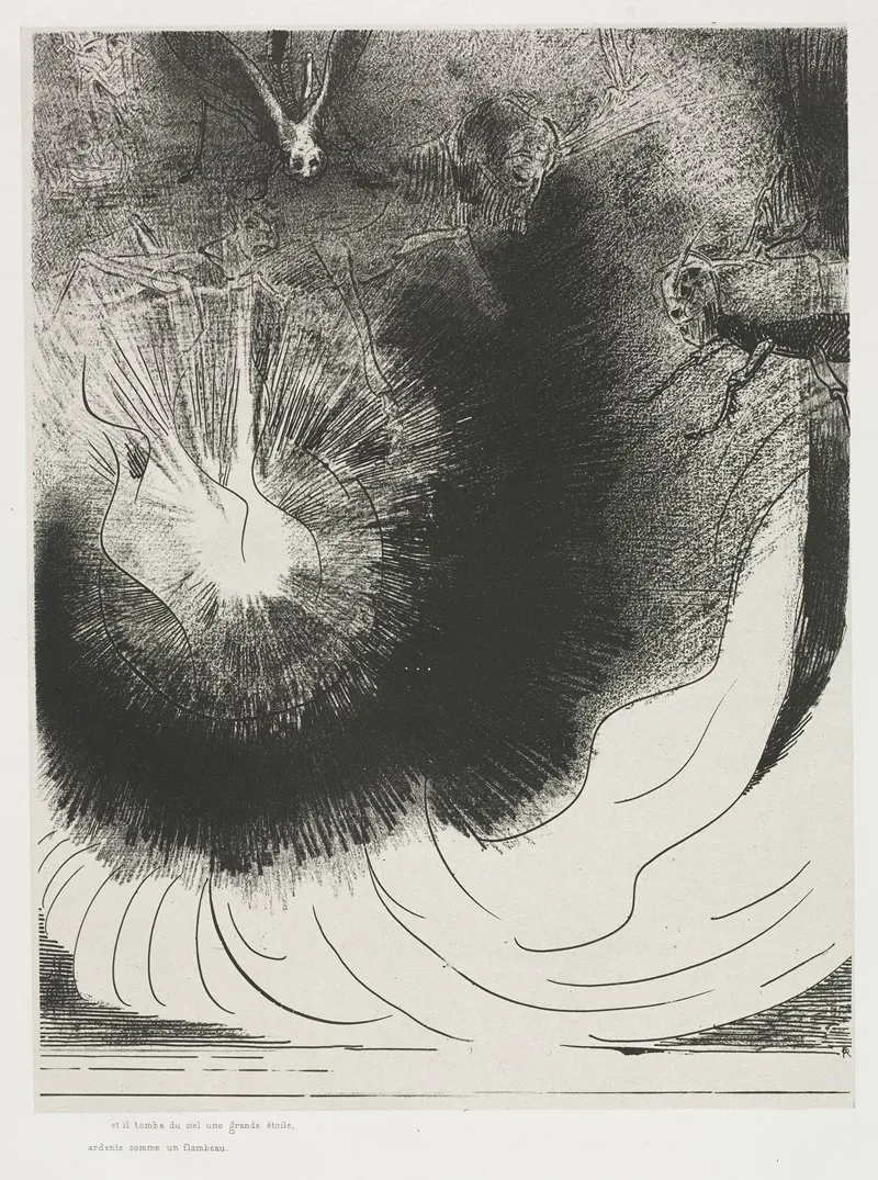 And There Fell A Great Star From Heaven Burning As It Were A Lamp Wall Art by Odilon Redon - High-Resolution Digital Print