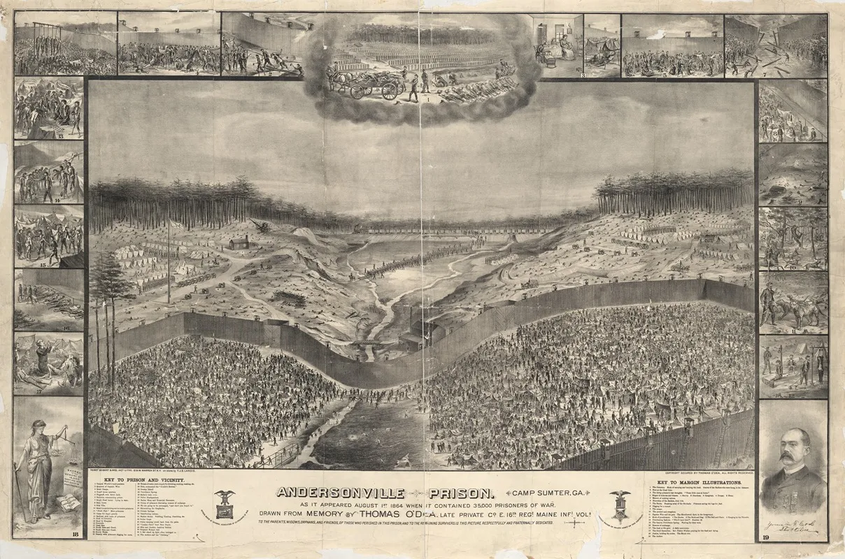 Andersonville Prison Camp Sumter Ga As It Appeared August 1st 1864 When It Contained 35000 Prisoners Of War Wall Art by Thomas O'Dea - High-Resolution Digital Print