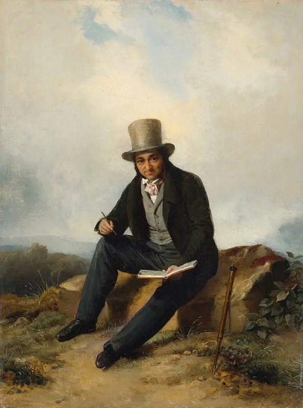 Andre Jolivard Seated In A Landscape Wall Art by Pierre Duval Le Camus - High-Resolution Digital Print
