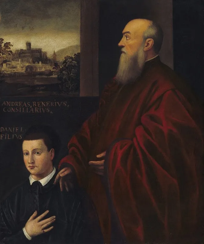 Andrea Renier And His Son Daniele Wall Art by Follower of Jacopo Tintoretto - High-Resolution Digital Print