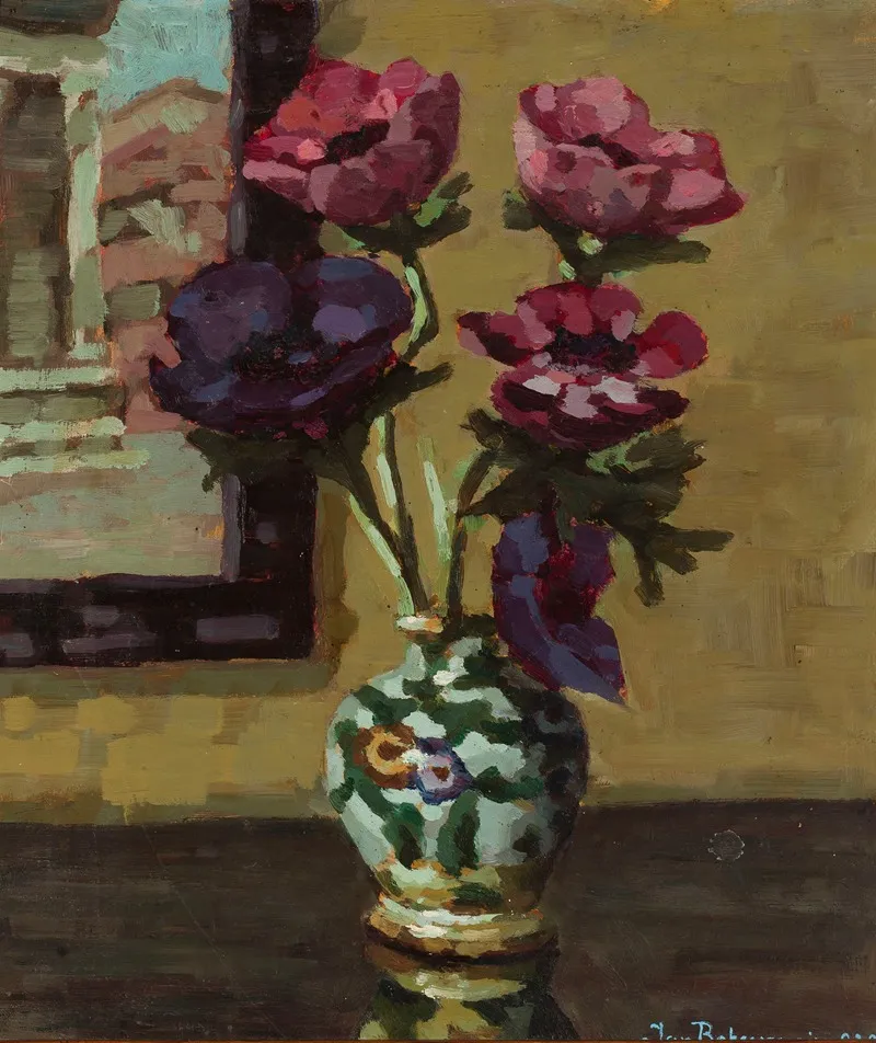Anemones At A Window Wall Art by Jan Bohuszewicz - High-Resolution Digital Print