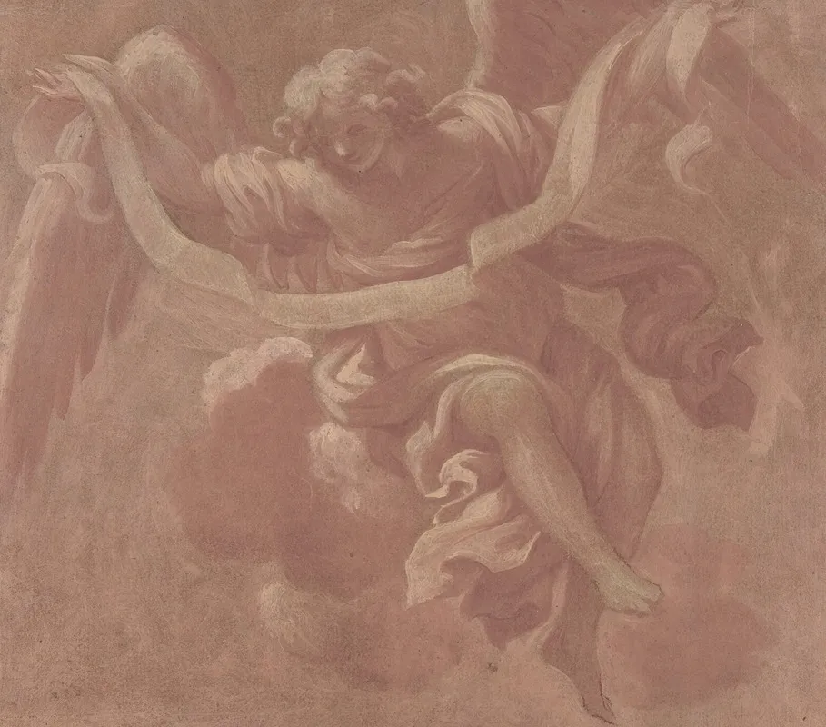 Angel Holding A Banderole Wall Art by Antonio Franchi - High-Resolution Digital Print