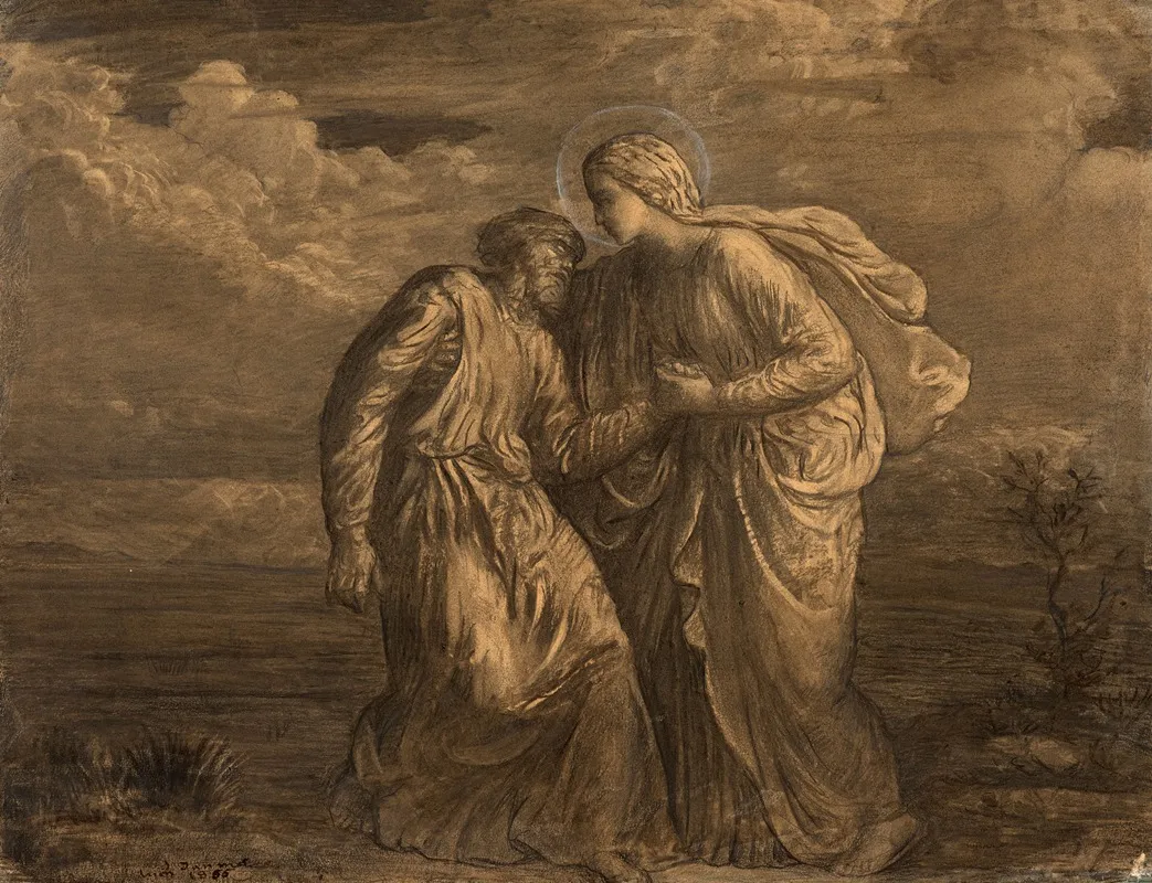 Angel Supporting A Weakened Man