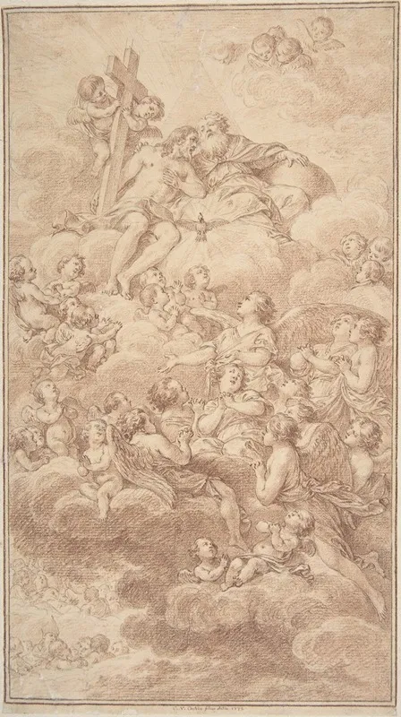 Angels Adoring The The Holy Trinity Wall Art by Charles Nicolas Cochin II - High-Resolution Digital Print