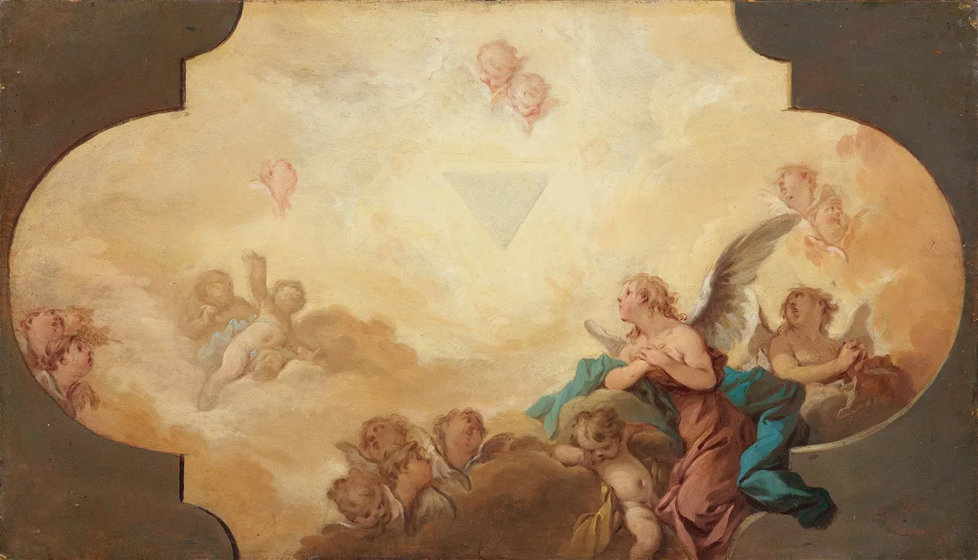 Angels Looking Up At The Eye Of God Study