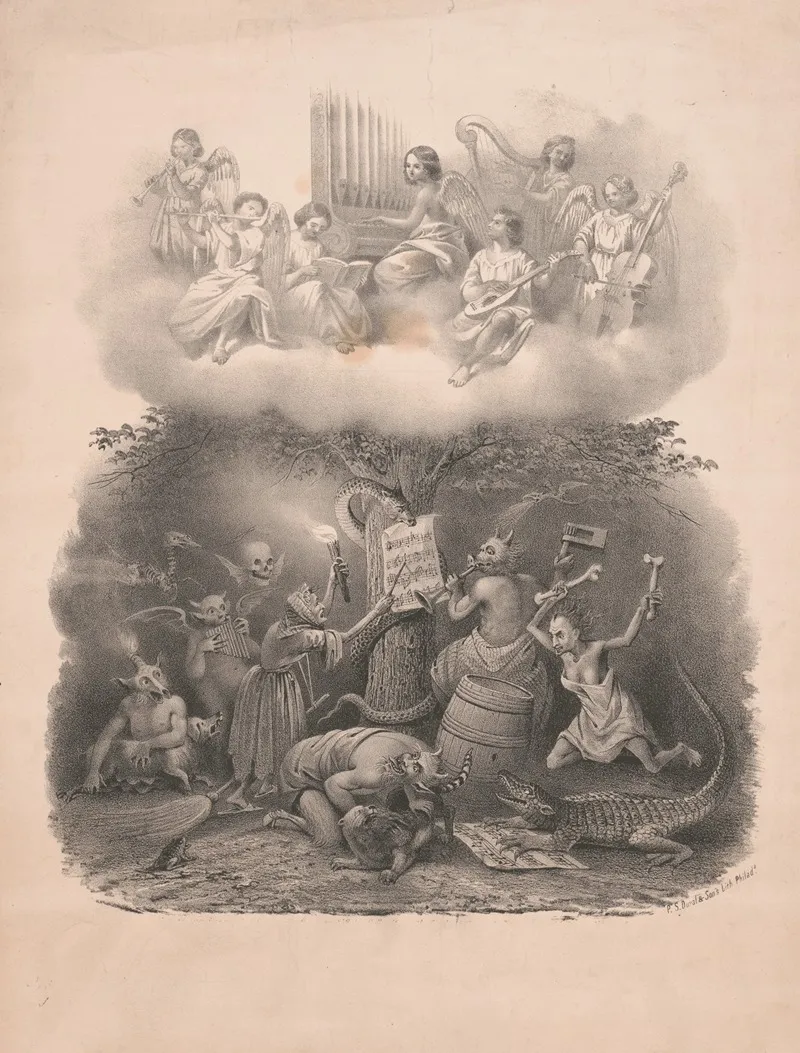 Angels Playing Music In Heaven Harpies Playing Music In Hell