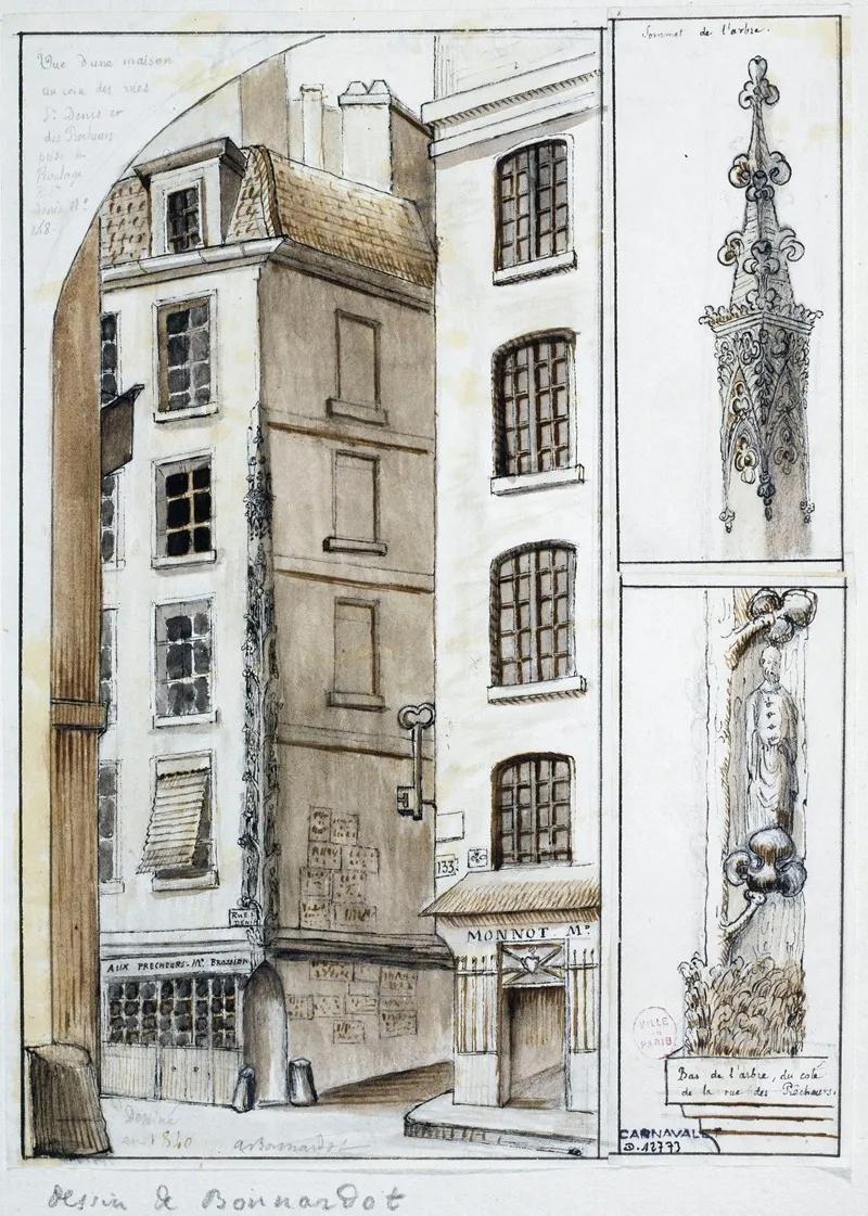 Angle Des Rues Saint Denis Et Des Precheurs Wall Art by Alfred Bonnardot - High-Resolution Digital Print