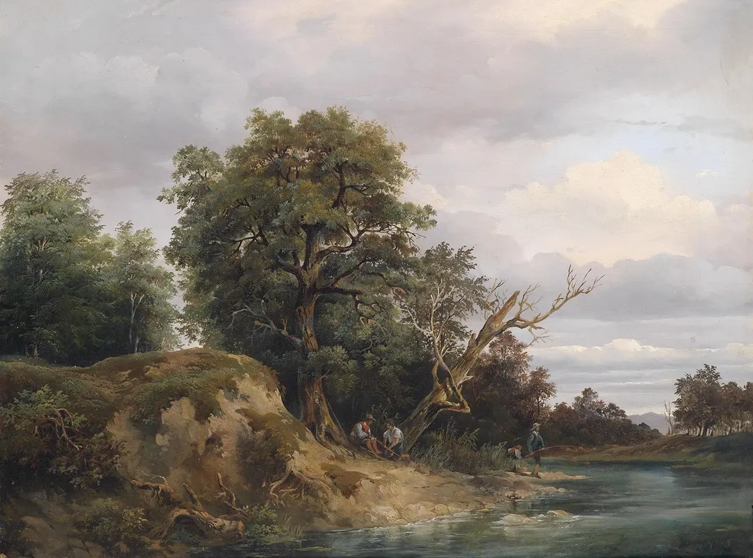 Angler Am Fluss Wall Art by Josef Feid - High-Resolution Digital Print