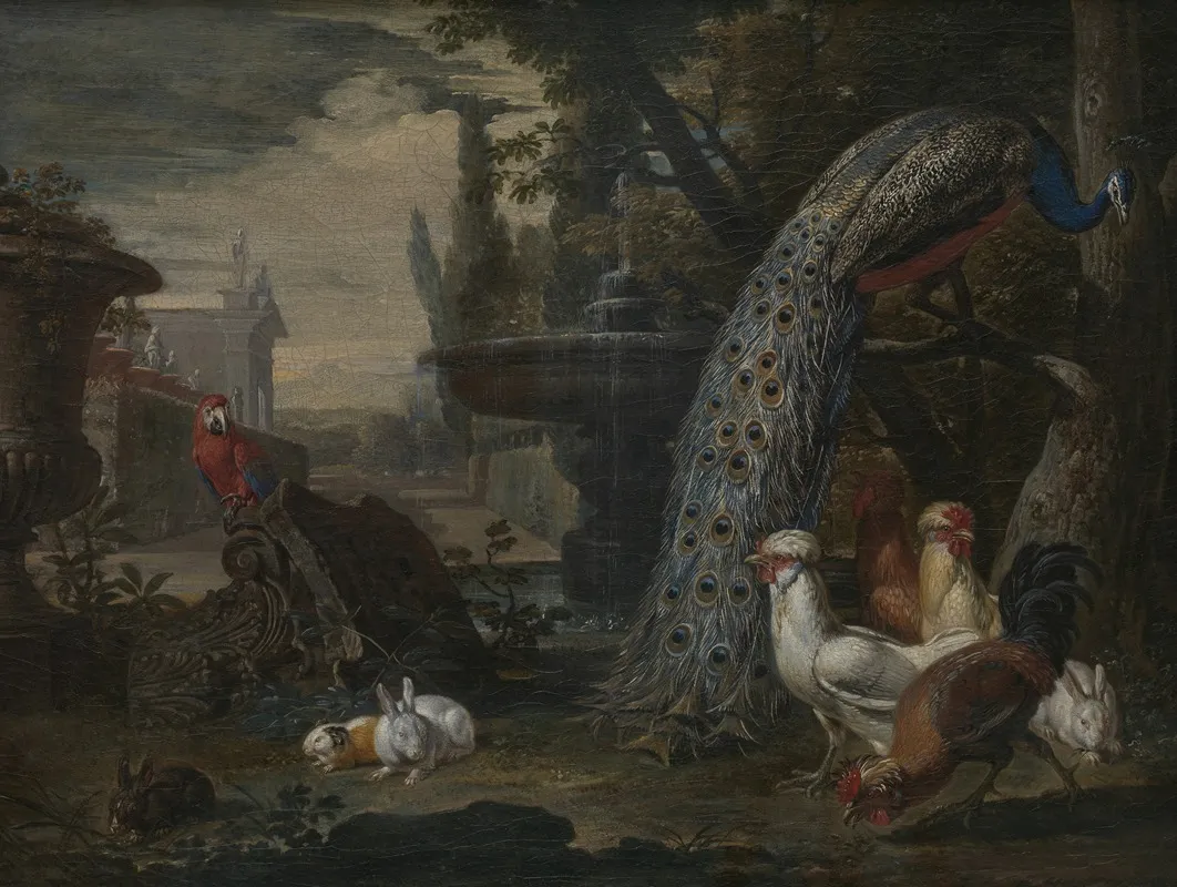 Animals In A Garden Wall Art by David de Coninck - High-Resolution Digital Print