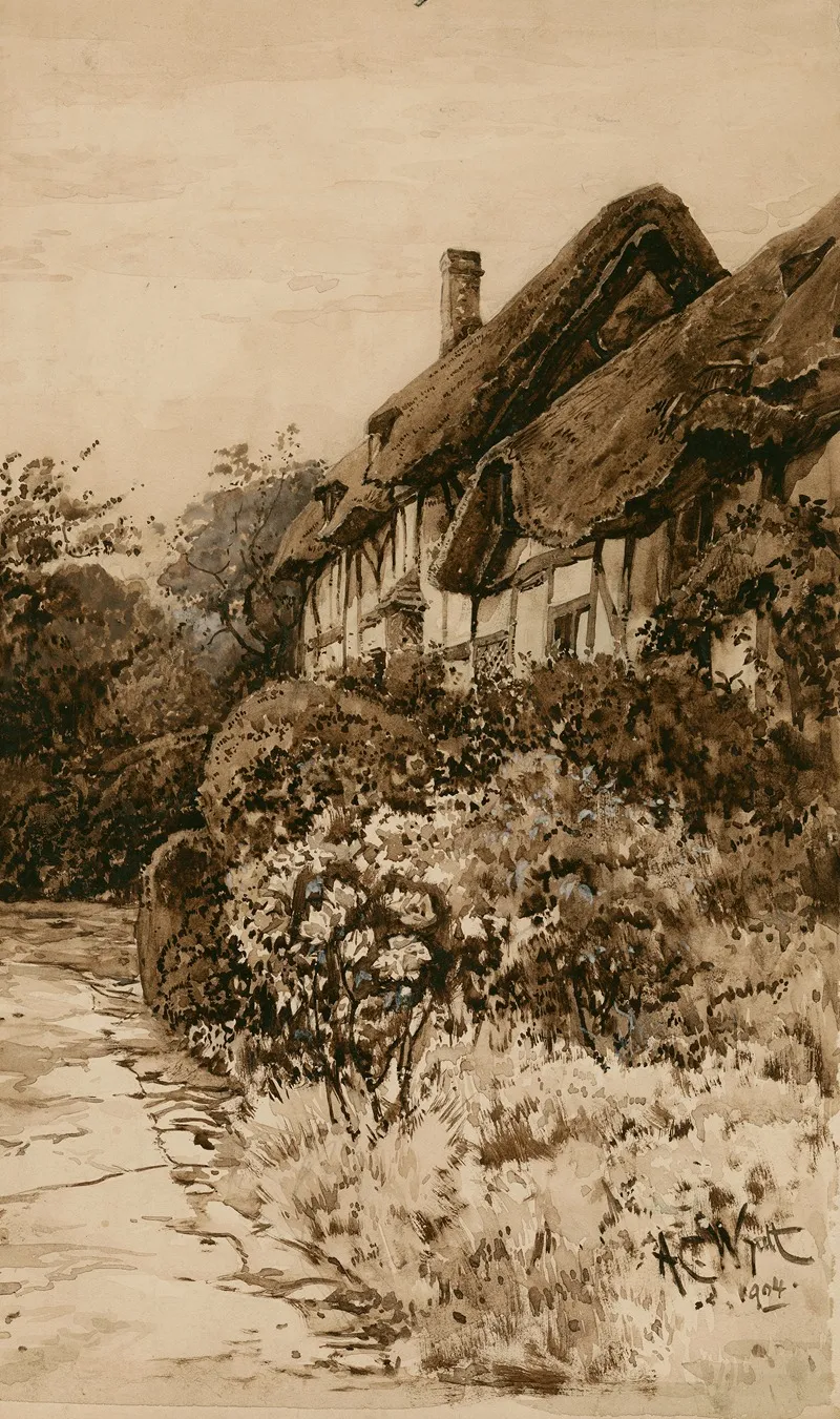 Ann Hathaways Cottage Shottery Wall Art by A.C. Wyatt - High-Resolution Digital Print