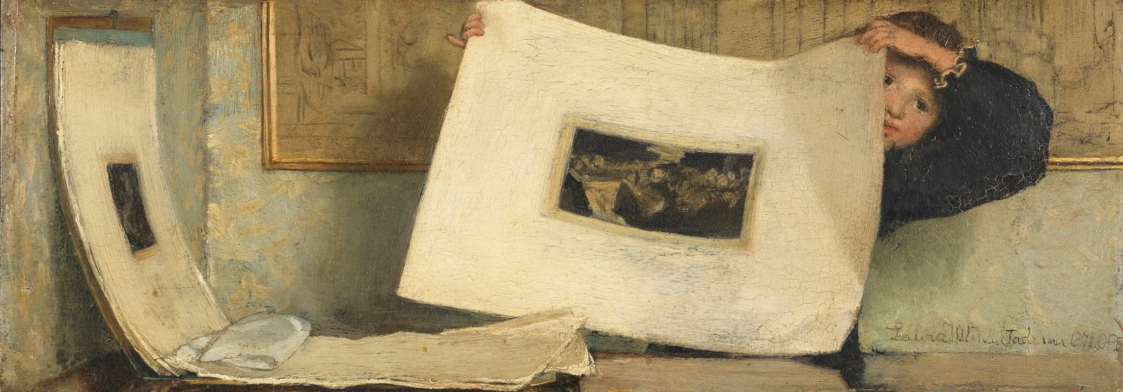 Anna Leafing Through A Portfolio Of Prints by Laura Theresa Alma-Tadema - High-Resolution Digital Print