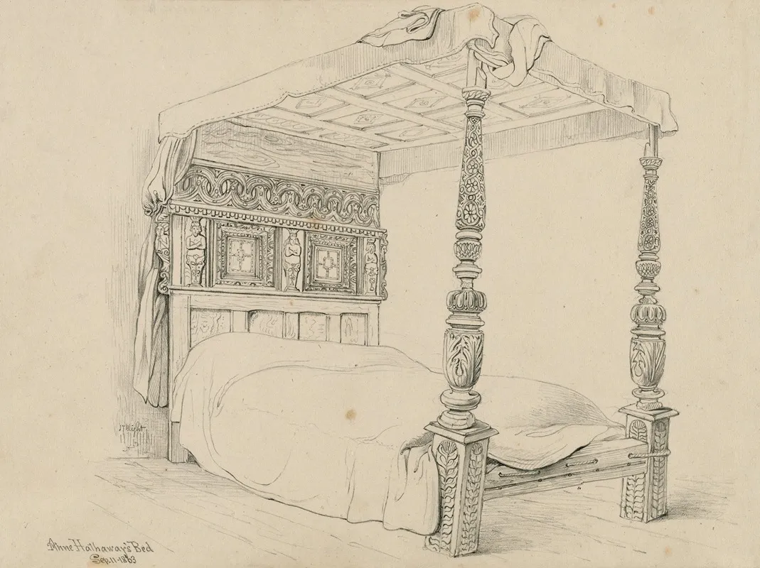 Anne Hathaways Bed Wall Art by John Thomas Blight - High-Resolution Digital Print