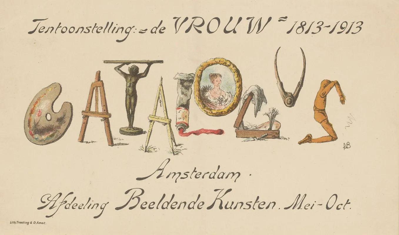 Annoncekaart Van De Tentoonstelling De Vrouw 1813 1913 Wall Art by Nelly Bodenheim - High-Resolution Digital Print