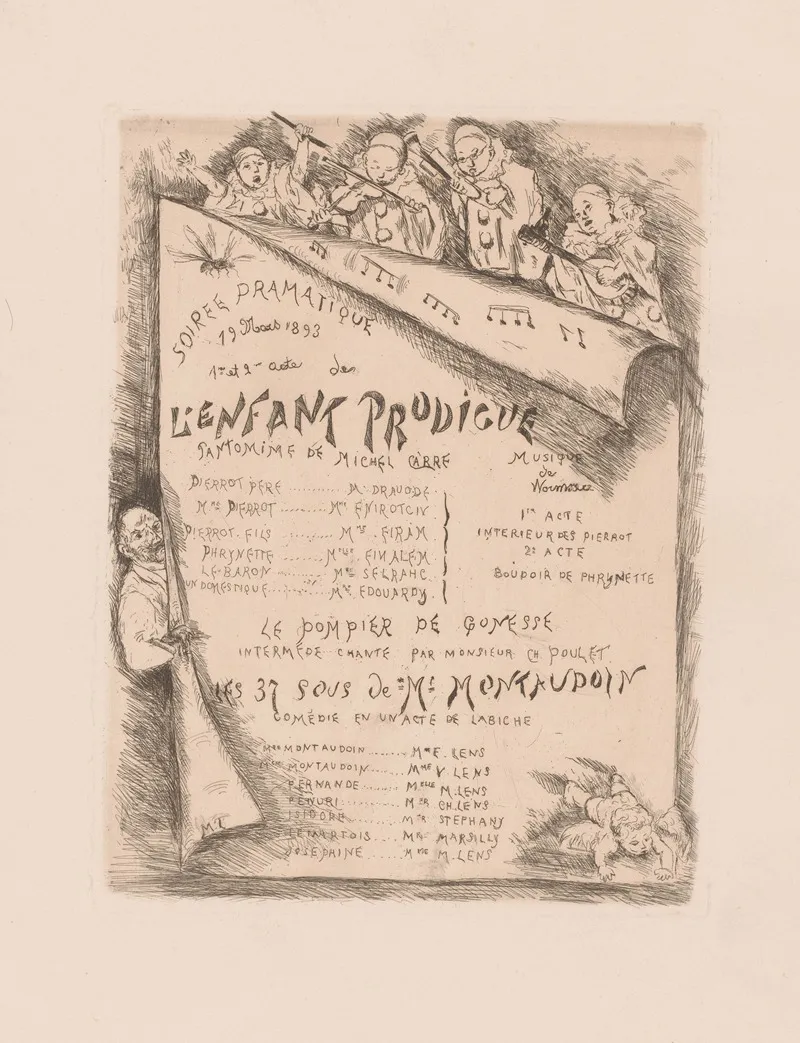 Announcement And Program For A Theater Evening Wall Art by Lens - High-Resolution Digital Print