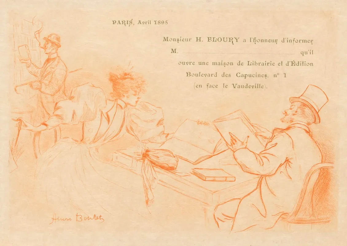 Announcement Of The Establishment Of Henry Flourys Bookstore And Publishing House In Paris Wall Art by Henri Boutet - High-Resolution Digital Print