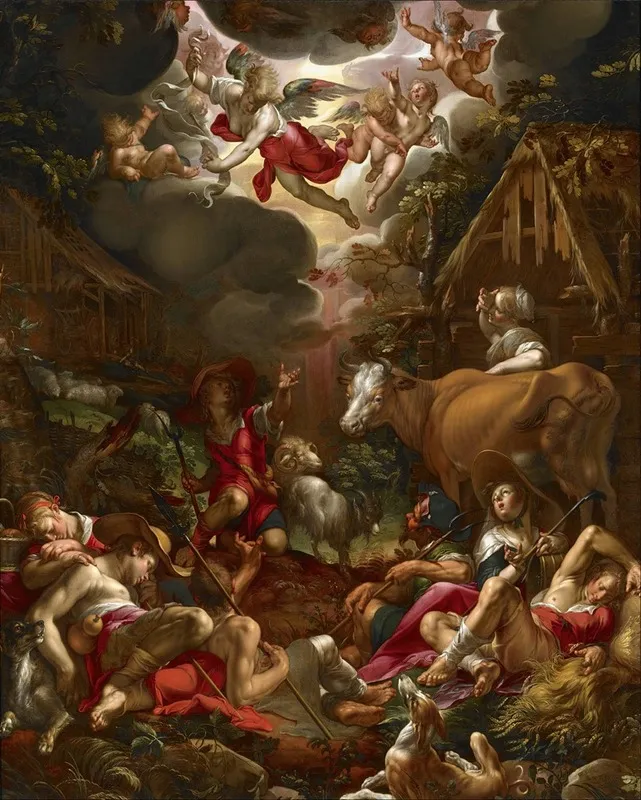 Annunciation To The Shepherds Wall Art by Joachim Wtewael - High-Resolution Digital Print