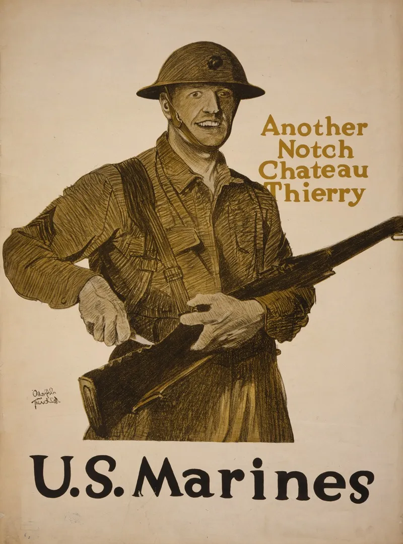 Another Notch Chateau Thierry U S Marines Wall Art by Adolph Treidler - High-Resolution Digital Print