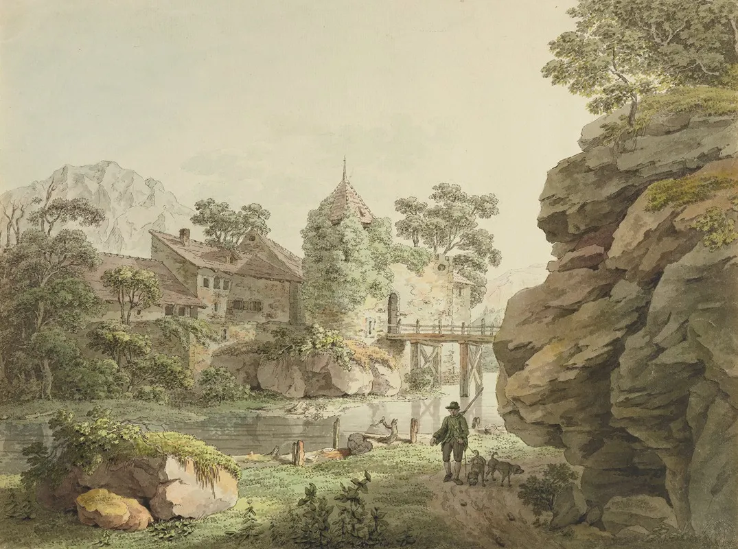 Ansicht Des Schlosses Zwingen An Der Birs Wall Art by Karl Ludwig Zehender - High-Resolution Digital Print