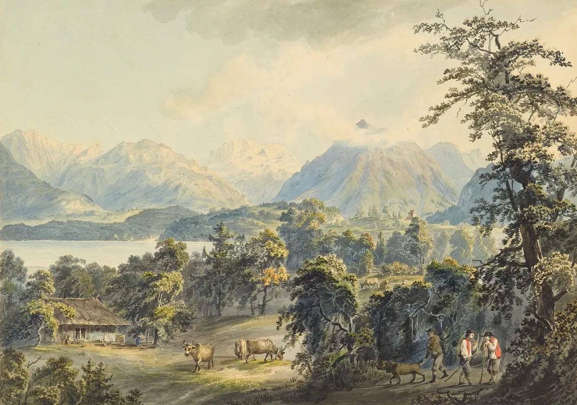 Ansicht Des Thunersees Und Des Niesens Wall Art by Johann Georg Volmar - High-Resolution Digital Print