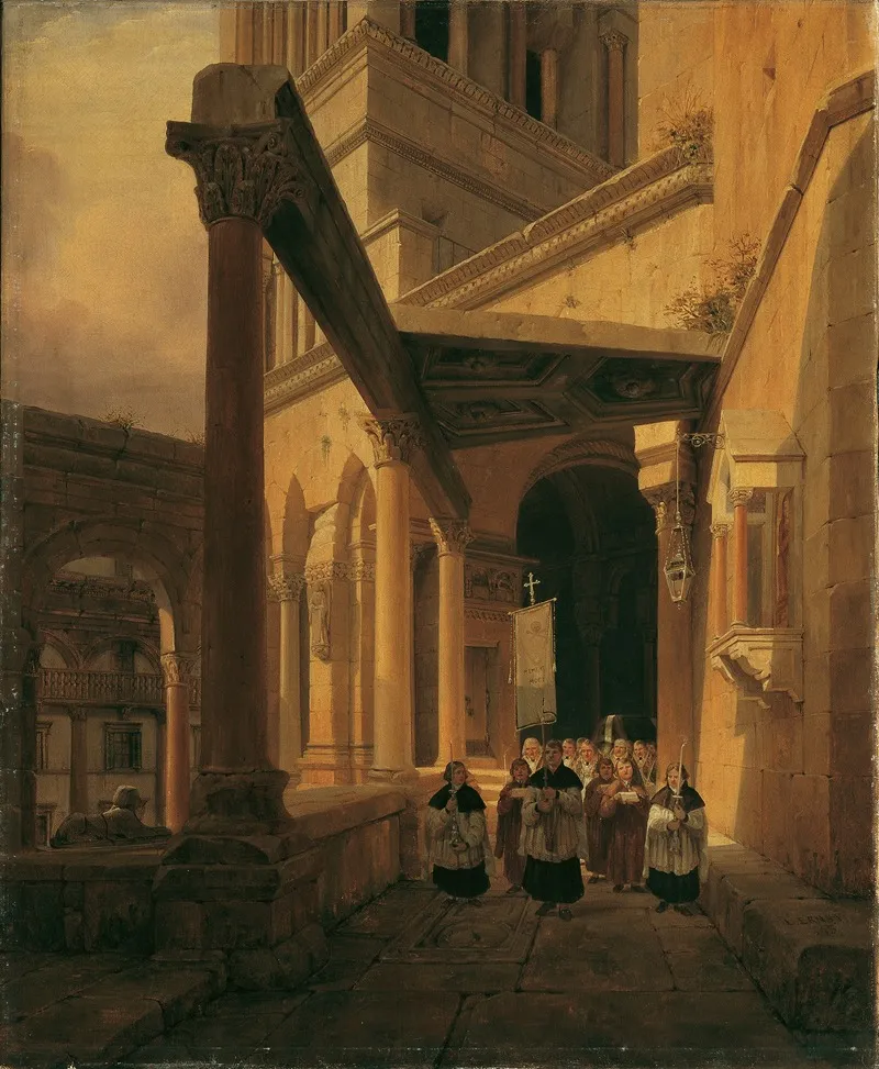 Ansicht Eines Saulenganges Im Tempel Der Diana Zu Spalato Wall Art by Leopold Ernst - High-Resolution Digital Print