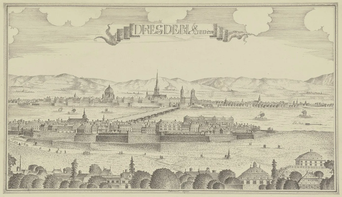 Ansicht Von Dresden Von Der Neustadt Aus Wall Art by Johann Baptist Reiser - High-Resolution Digital Print