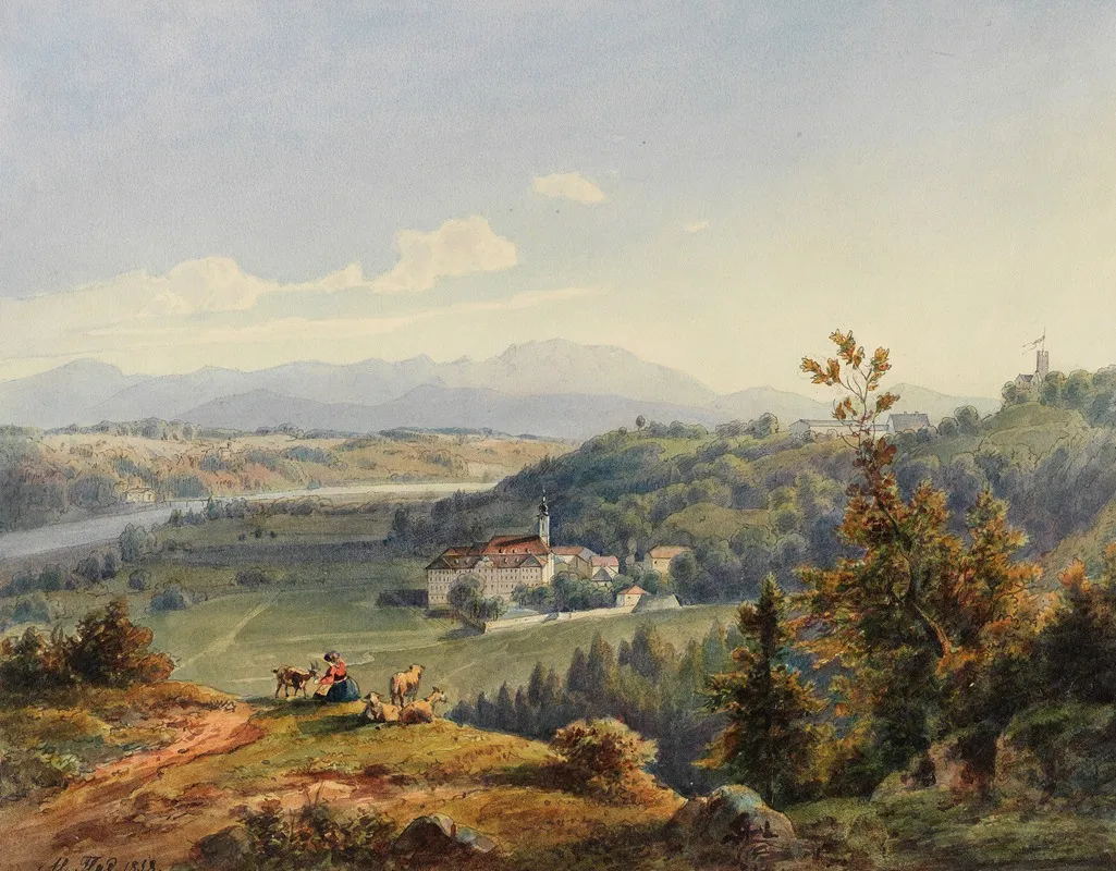 Ansicht Von Kloster Schaftlarn Wall Art by Alois Flad - High-Resolution Digital Print