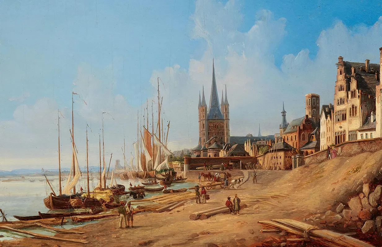 Ansicht Von Koln Mit Blick Auf Gros St Martin Wall Art by Carl Emanuel Conrad - High-Resolution Digital Print
