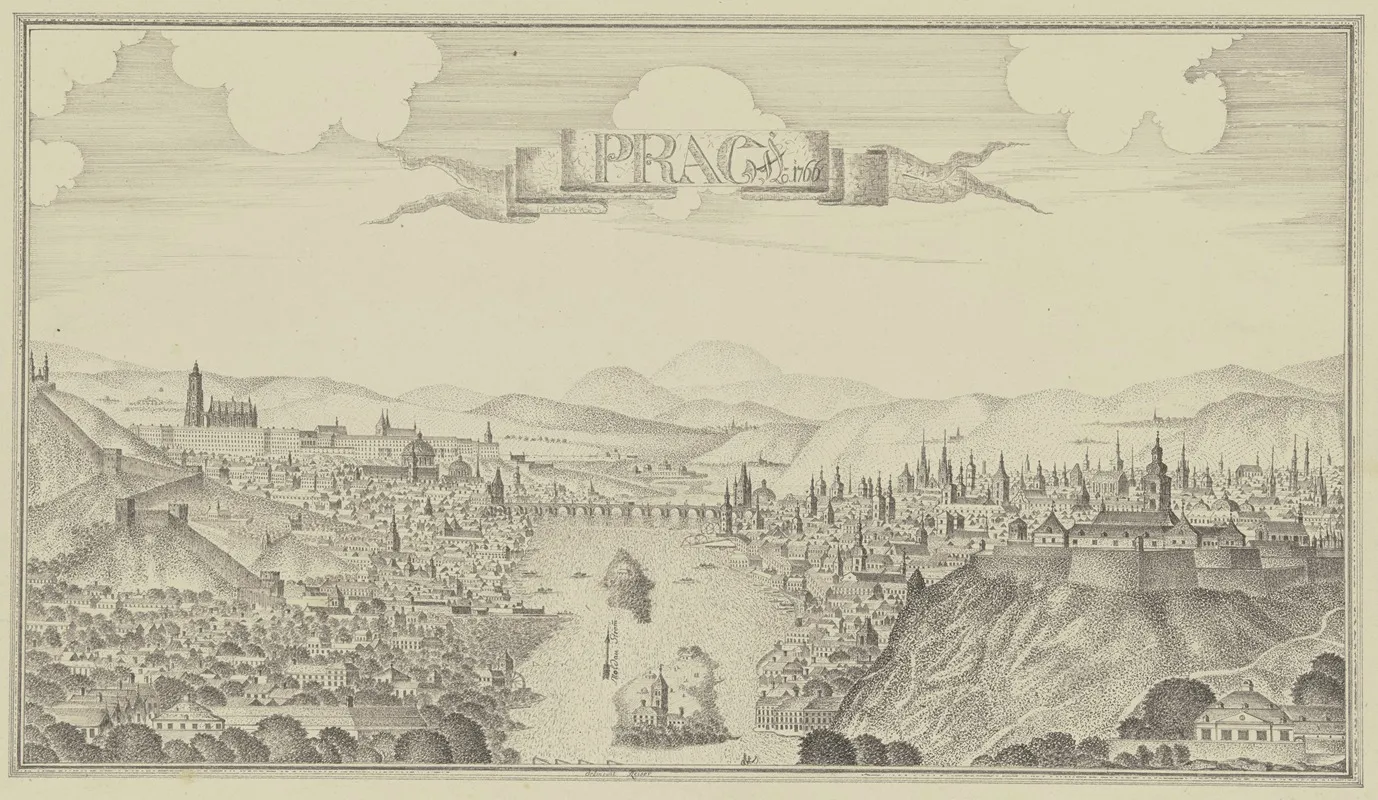 Ansicht Von Prag Mit Der Moldau 2 Wall Art by Johann Baptist Reiser - High-Resolution Digital Print