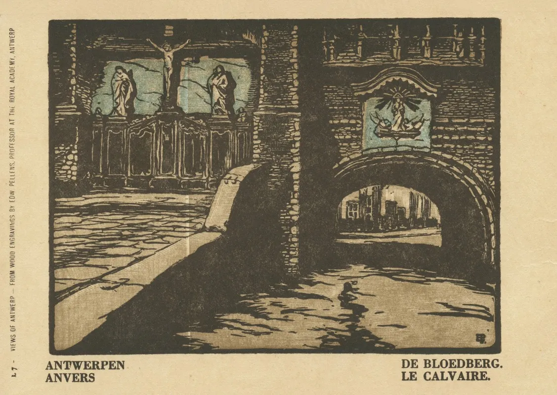 Ansichtkaart Met Een Voorstelling Van De Bloedberg Te Antwerpen