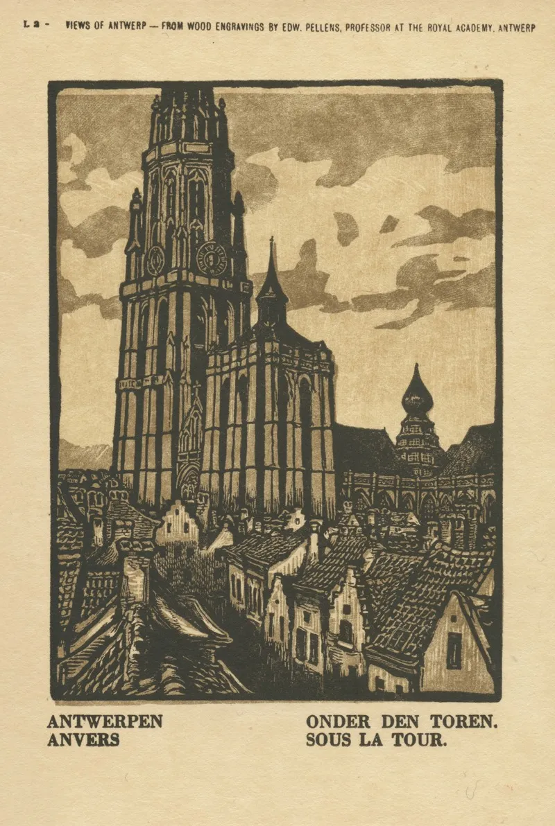 Ansichtkaart Met Een Voorstelling Van Onder Den Toren Te Antwerpen