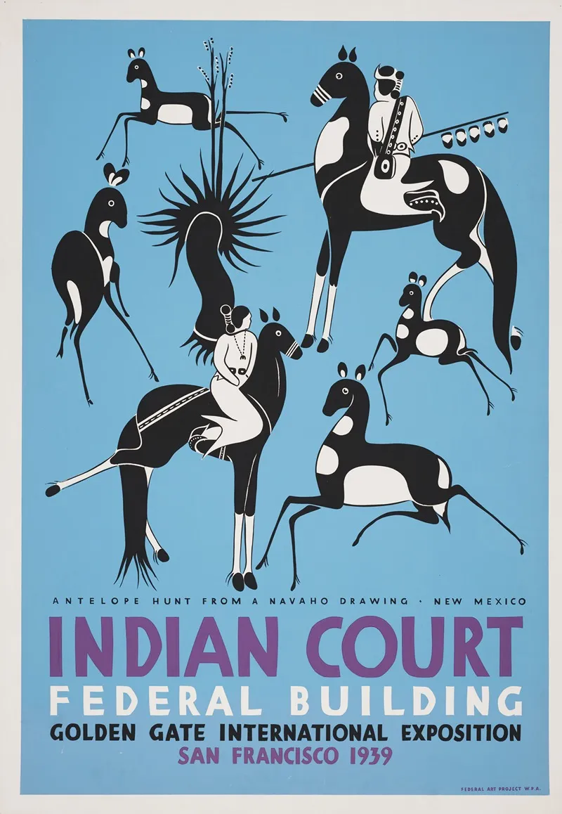 Antelope Hunt From A Navaho Drawing New Mexico Wall Art by Louis Siegriest - High-Resolution Digital Print