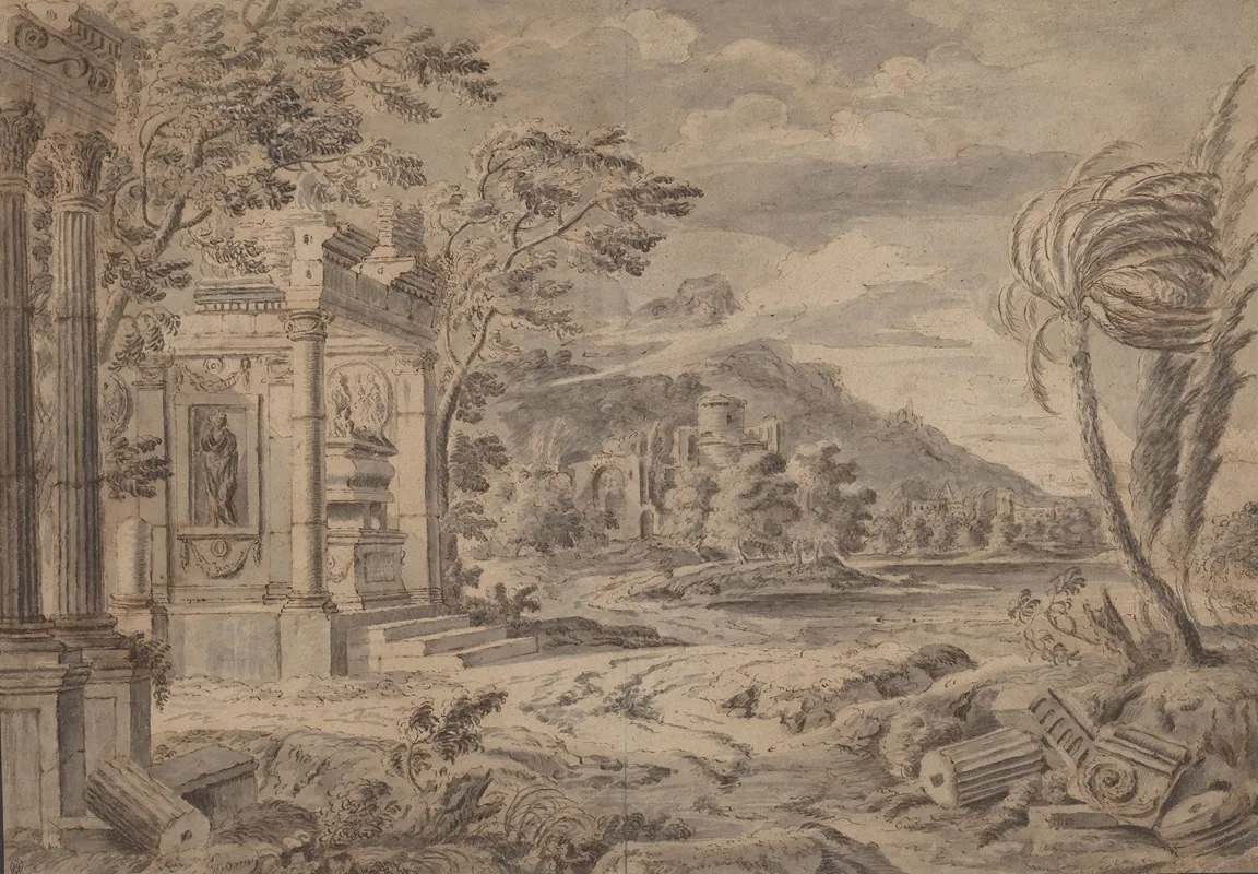 Antique Ruins Along A Mountain Coast