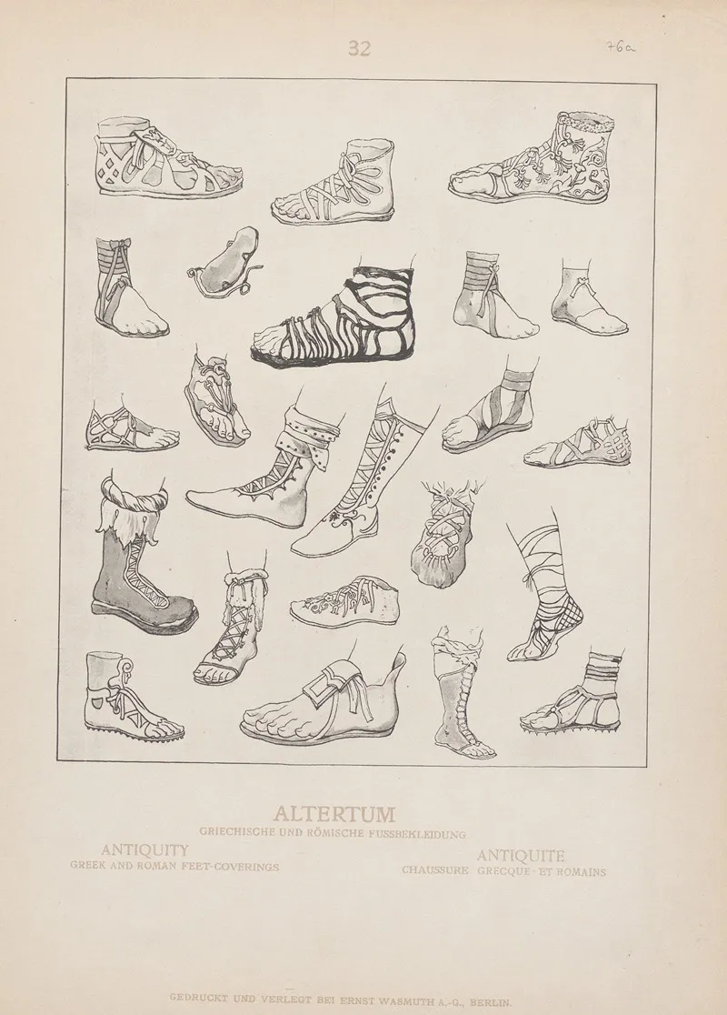 Antiquity Greek And Roman Feet Coverings Wall Art by Adolf Rosenberg - High-Resolution Digital Print