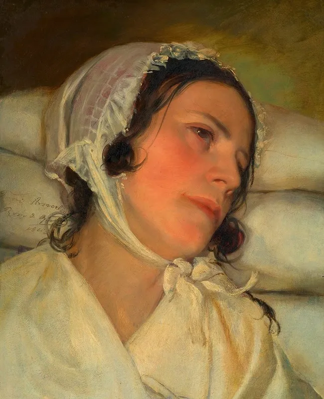 Antonie Amerling Am Krankenbett 1 Gattin Des Kunstlers Wall Art by Friedrich von Amerling - High-Resolution Digital Print